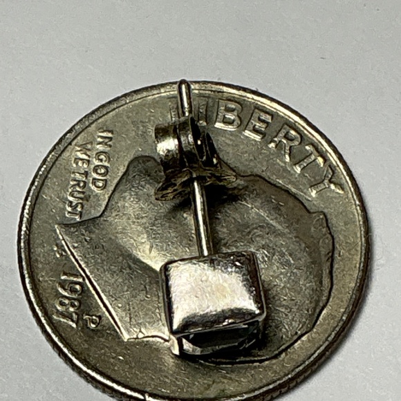 Sterling Silver Blue Topaz Square Stud Earrings - Picture 7 of 7